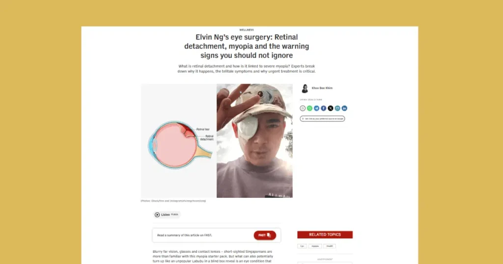 CNA Lifestyle: Elvin Ng’s eye surgery: Retinal detachment, myopia and the warning signs you should not ignore